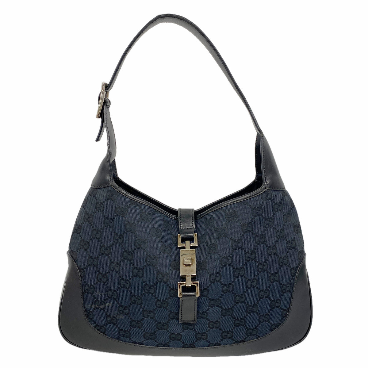 【6ic4357】グッチ ショルダーバッグ GGキャンバス/ジャッキー 001 3306 キャンバス ブラック シルバー金具【中古】レディース