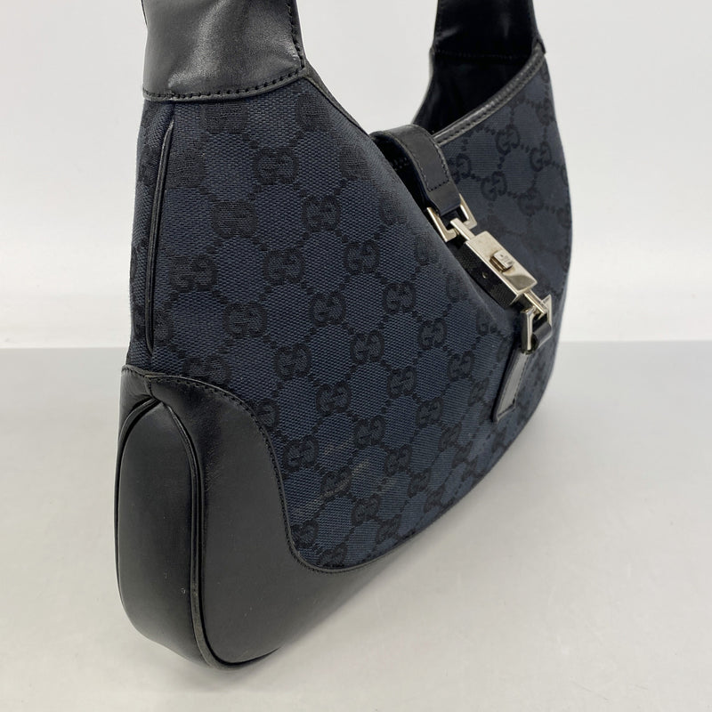 【6ic4357】グッチ ショルダーバッグ GGキャンバス/ジャッキー 001 3306 キャンバス ブラック シルバー金具【中古】レディース