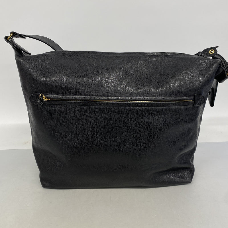 【6ic4358】シャネル ショルダーバッグ キャビアスキン ブラック ゴールド金具【中古】レディース