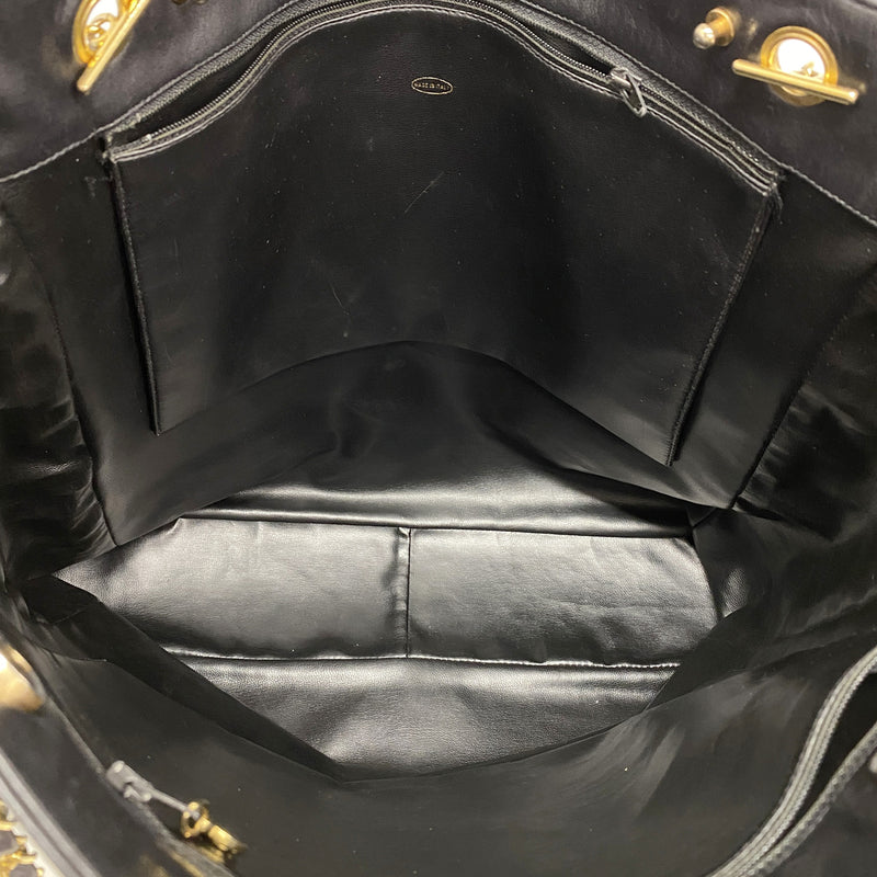 【6ic4386】シャネル ショルダーバッグ マトラッセ チェーンショルダー ラムスキン ブラック ゴールド金具【中古】レディース