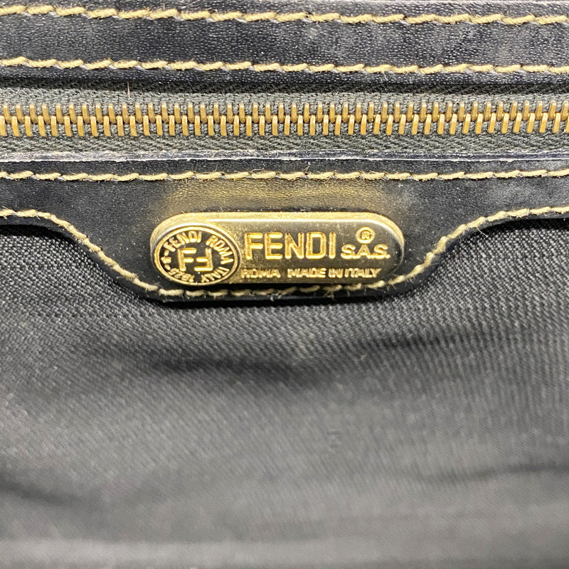 【6ic4412】フェンディ ハンドバッグ ペカン レザー ブラック ブラウン ゴールド金具【中古】レディース