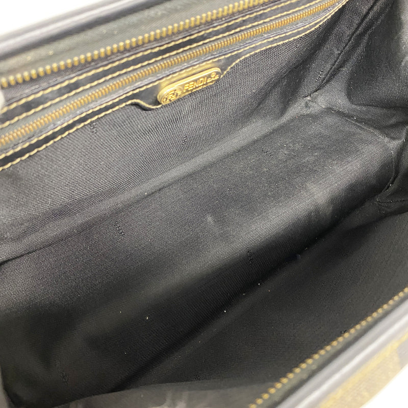【6ic4412】フェンディ ハンドバッグ ペカン レザー ブラック ブラウン ゴールド金具【中古】レディース