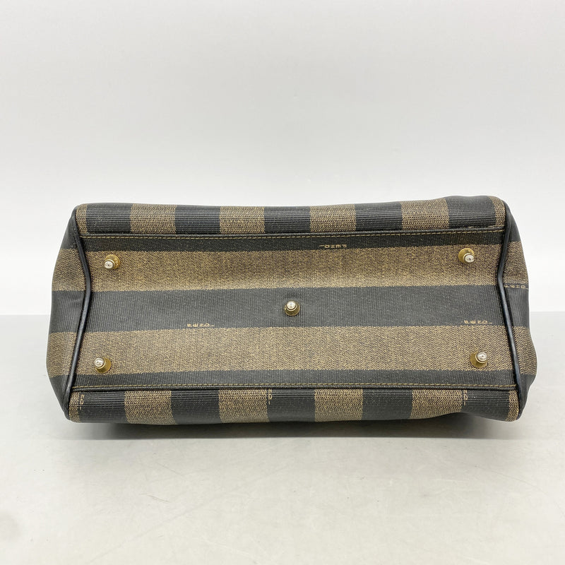 【6ic4412】フェンディ ハンドバッグ ペカン レザー ブラック ブラウン ゴールド金具【中古】レディース