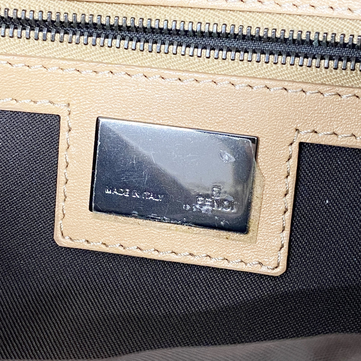 【6ic4413】フェンディ ハンドバッグ ズッキーノ ナイロンキャンバス ブラウン シルバー金具【中古】レディース