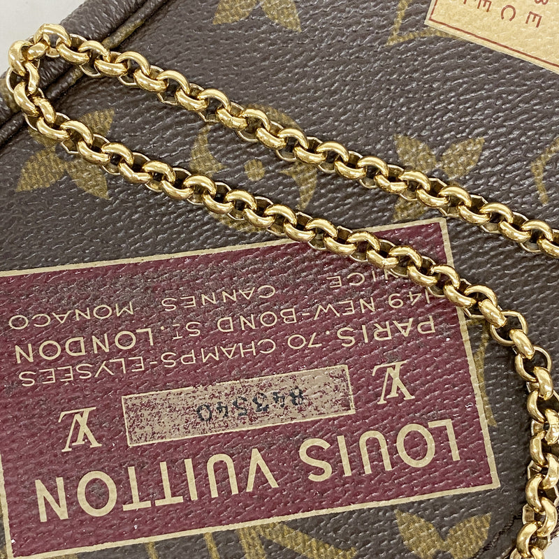 【6ic4417】ルイヴィトン ポーチ モノグラム ラベルコレクション ミニポシェットアクセソワール M63798 ブラウン【中古】レディース