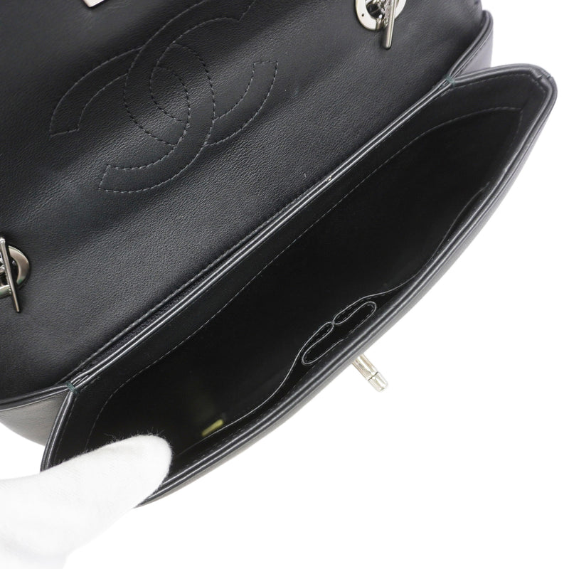 【6ic4419】シャネル ショルダーバッグ チェーンショルダー レザー ブラック シルバー金具【中古】レディース