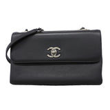 【6ic4419】シャネル ショルダーバッグ チェーンショルダー レザー ブラック シルバー金具【中古】レディース