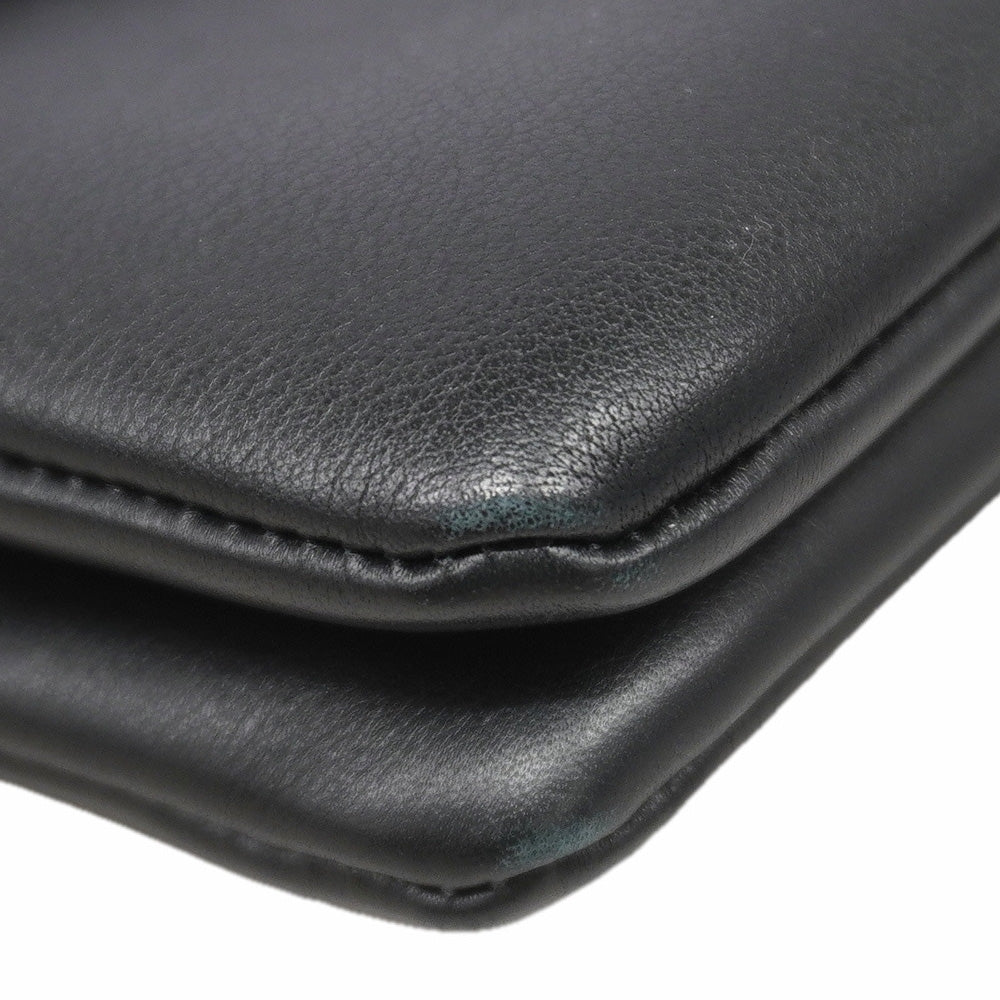 【6ic4419】シャネル ショルダーバッグ チェーンショルダー レザー ブラック シルバー金具【中古】レディース