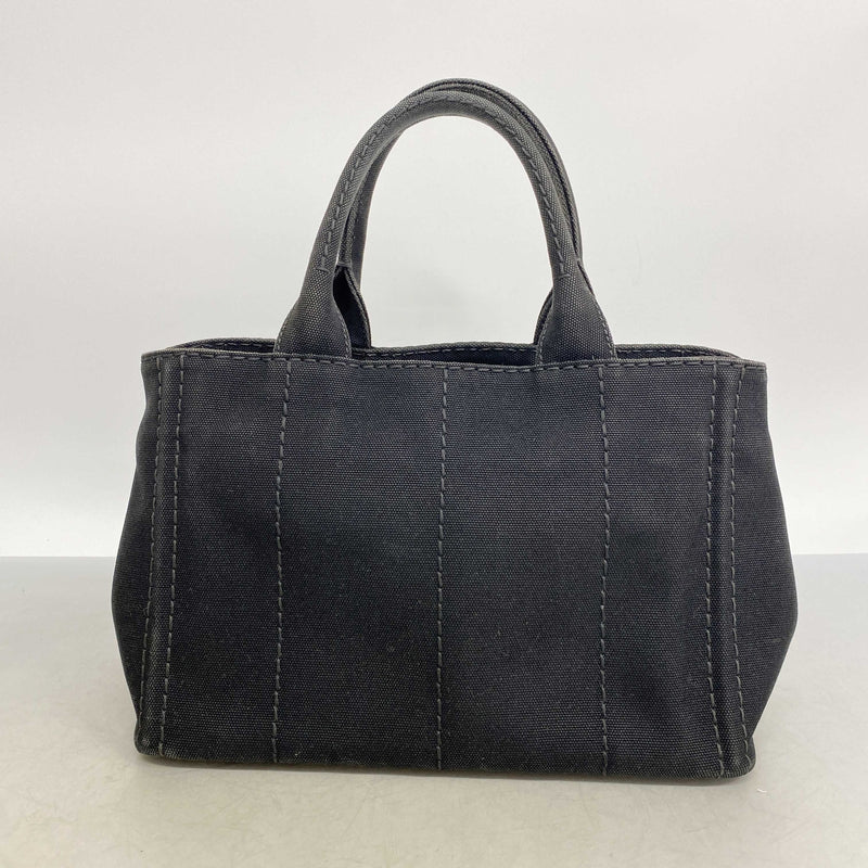 【6ic4433】プラダ ハンドバッグ カナパ キャンバス ブラック ゴールド金具 2wayバッグ【中古】レディース
