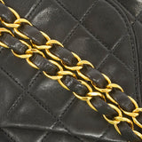 【6ic4440】シャネル ショルダーバッグ マトラッセ Wフラップ Wチェーン ラムスキン ブラック ゴールド金具【中古】レディース