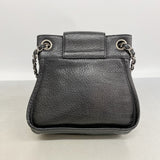 【6ic4442】シャネル ショルダーバッグ 2.55 チェーンショルダー レザー ブラック シルバー金具【中古】レディース
