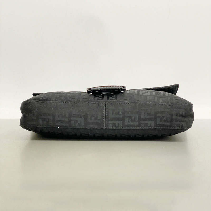 【6ic4444】フェンディ ハンドバッグ ズッキーノ マンマバケット ナイロンキャンバス ブラック シルバー金具【中古】レディース