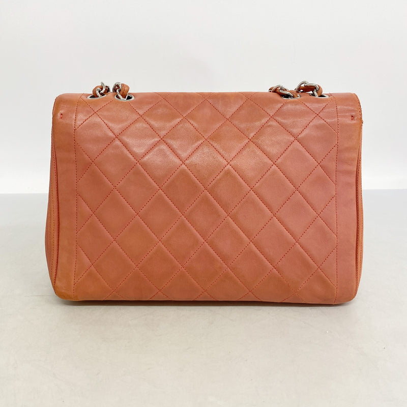 【6ic4456】シャネル ショルダーバッグ マトラッセ Wチェーン ラムスキン レッド シルバー金具【中古】レディース