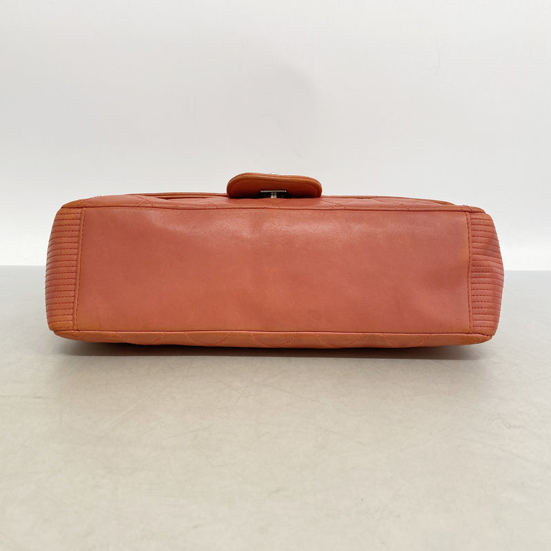 【6ic4456】シャネル ショルダーバッグ マトラッセ Wチェーン ラムスキン レッド シルバー金具【中古】レディース