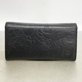 【6ic4474】シャネル 長財布 カメリア ラムスキン ブラック シルバー金具【中古】レディース