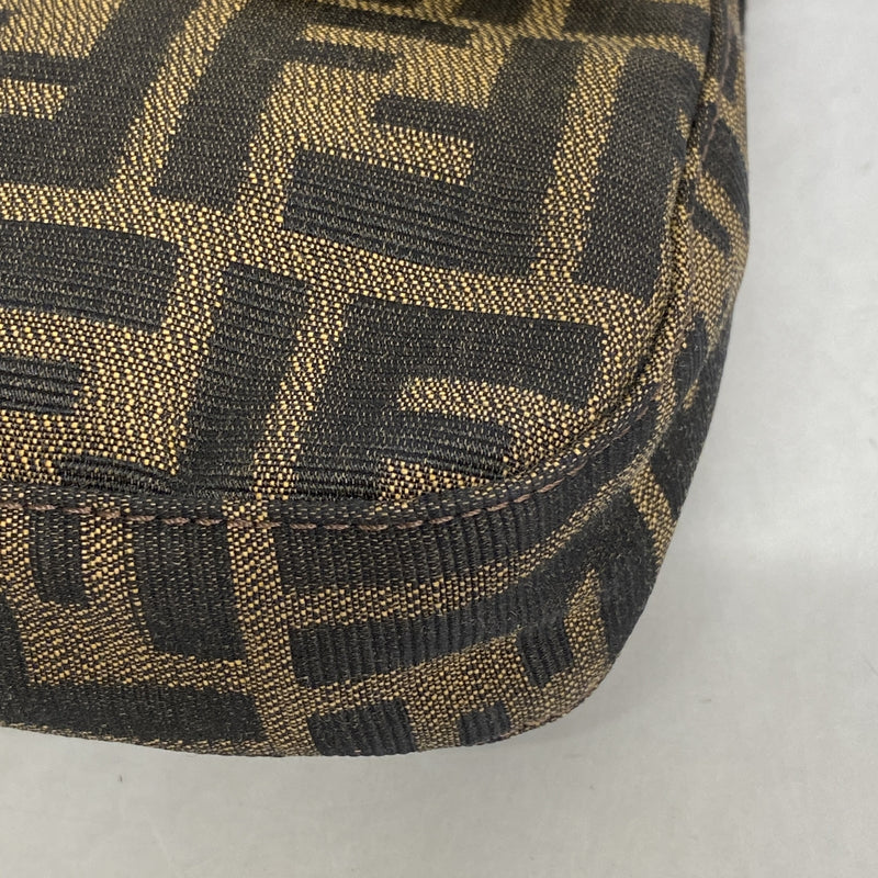 【6ic4475】フェンディ ハンドバッグ ズッカ マンマバケット ナイロンキャンバス ブラウン シルバー金具【中古】レディース