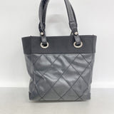 【6ic4494】シャネル トートバッグ パリビアリッツ レザー ブラック シルバー金具【中古】レディース