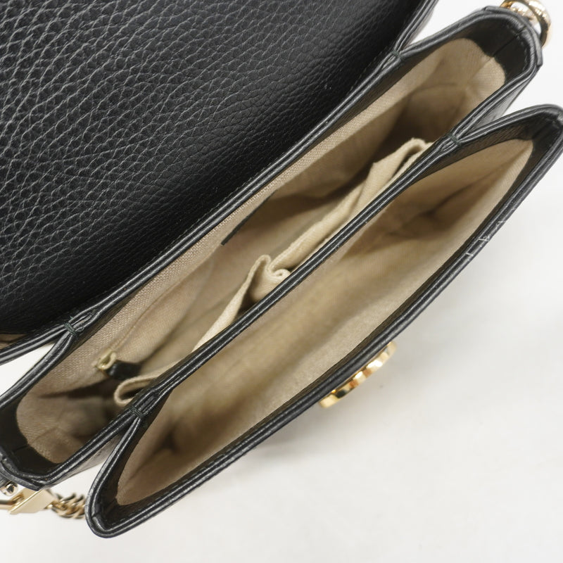 【6ic4496】グッチ ハンドバッグ インターロッキングG 510302 レザー ブラック シャンパンゴールド金具 2wayバッグ【中古】レディース