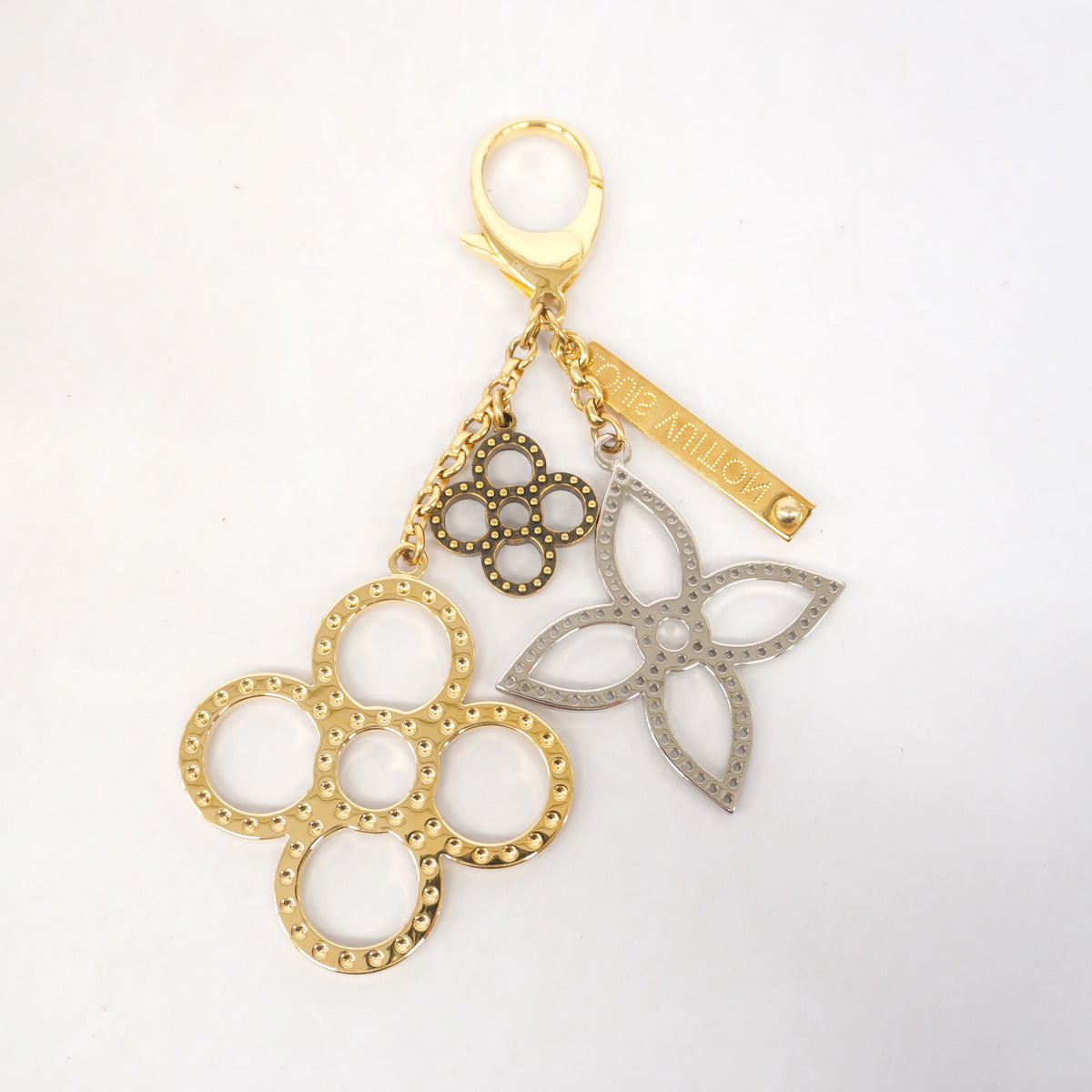 【6ic4555】ルイヴィトン キーホルダー・チャーム ビジューサックタパージュ M65722 ゴールド シルバー【中古】レディース