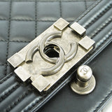 【6ic4557】シャネル ショルダーバッグ ボーイシャネル チェーンショルダー ラムスキン ブラック シルバー金具【中古】レディース