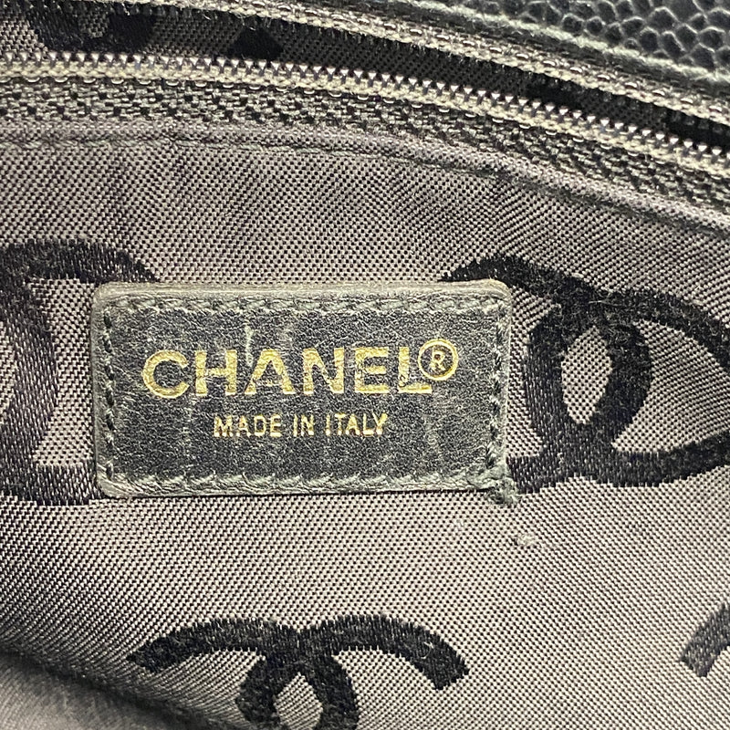 【6ic4561】シャネル トートバッグ キャビアスキン ブラック ゴールド金具【中古】レディース