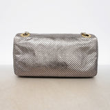 【6ic4571】シャネル ショルダーバッグ 2.55 Wチェーン パンチング レザー シルバー ゴールド/シルバー金具【中古】レディース