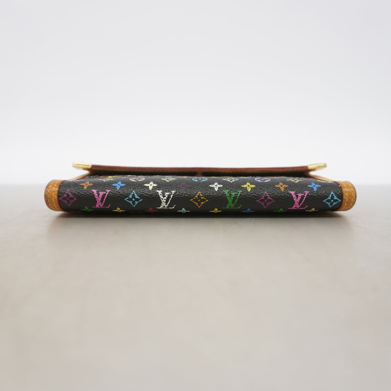 【6ic4578】ルイヴィトン 三つ折り長財布 モノグラム・マルチカラー ポルトトレゾールインターナショナル M92658 ノワール【中古】レディース