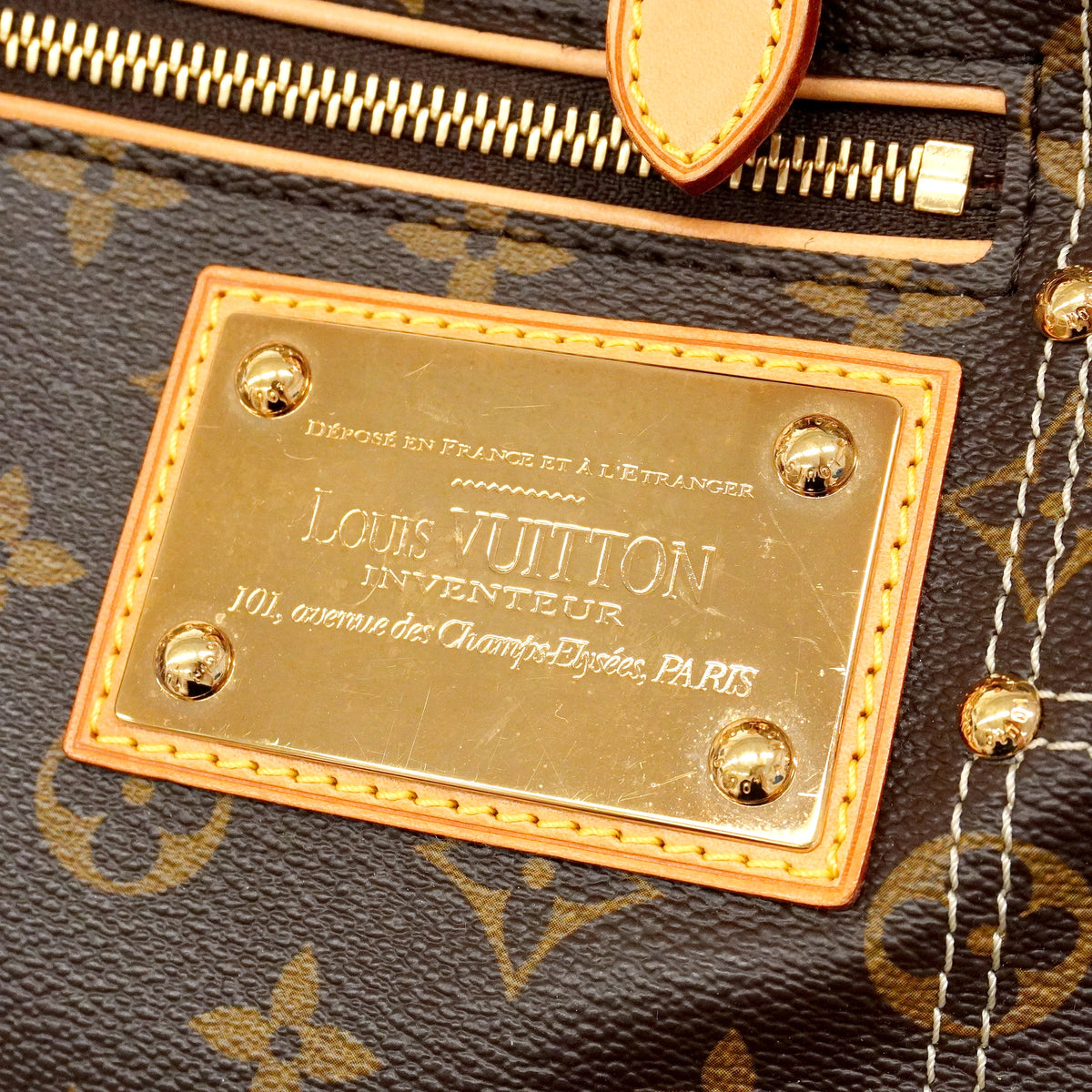 【6ic4593】ルイヴィトン トートバッグ モノグラム リヴェット M40140 ブラウン【中古】レディース