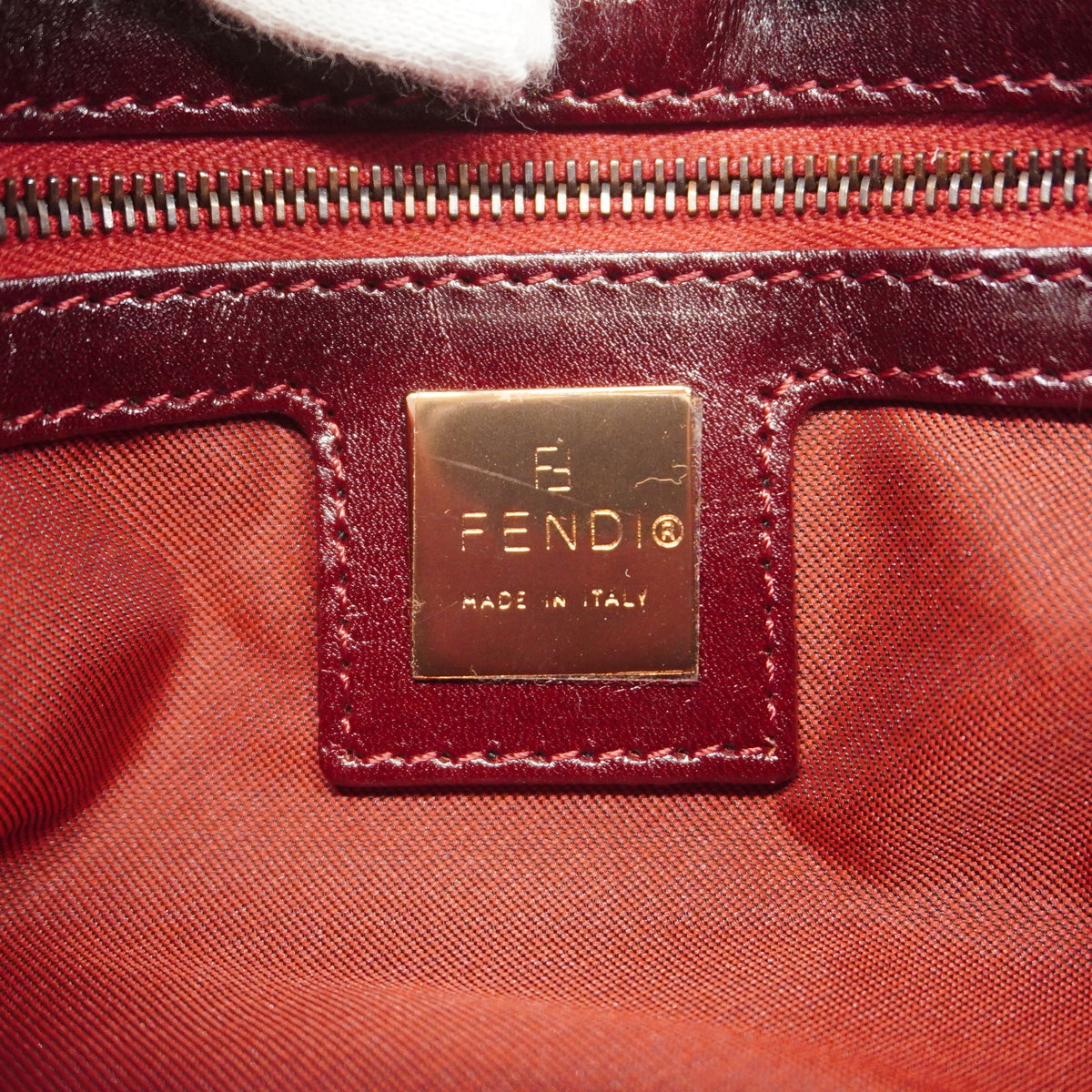 【6ic4603】フェンディ ハンドバッグ マンマバケット コーデュロイ レッド ピンクゴールド金具【中古】レディース