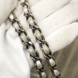 【6ic4627】シャネル ショルダーバッグ Vステッチ チェーンショルダー レザー グレー シルバー金具【中古】レディース