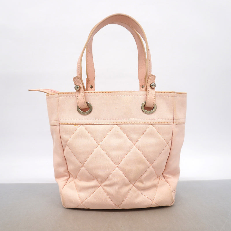 【6ic4629】シャネル トートバッグ パリビアリッツ キャンバス ピンク シルバー金具【中古】レディース