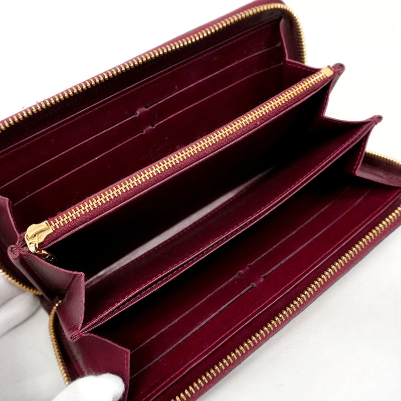 【6ic4636】ルイヴィトン 長財布 ヴェルニ ジッピーウォレット M91536 ルージュフォーヴィスト【中古】レディース
