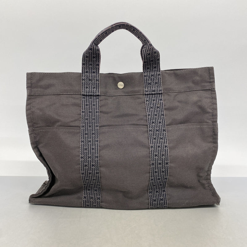 【6ic4705】エルメス トートバッグ エールラインMM ナイロン グレー シルバー金具【中古】レディース