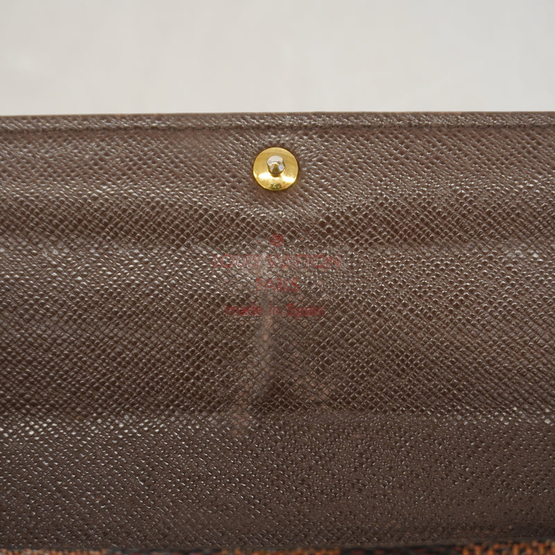 【6ic4760】ルイヴィトン 長財布 ダミエ ポルトフォイユサラ N61734 エベヌ【中古】レディース