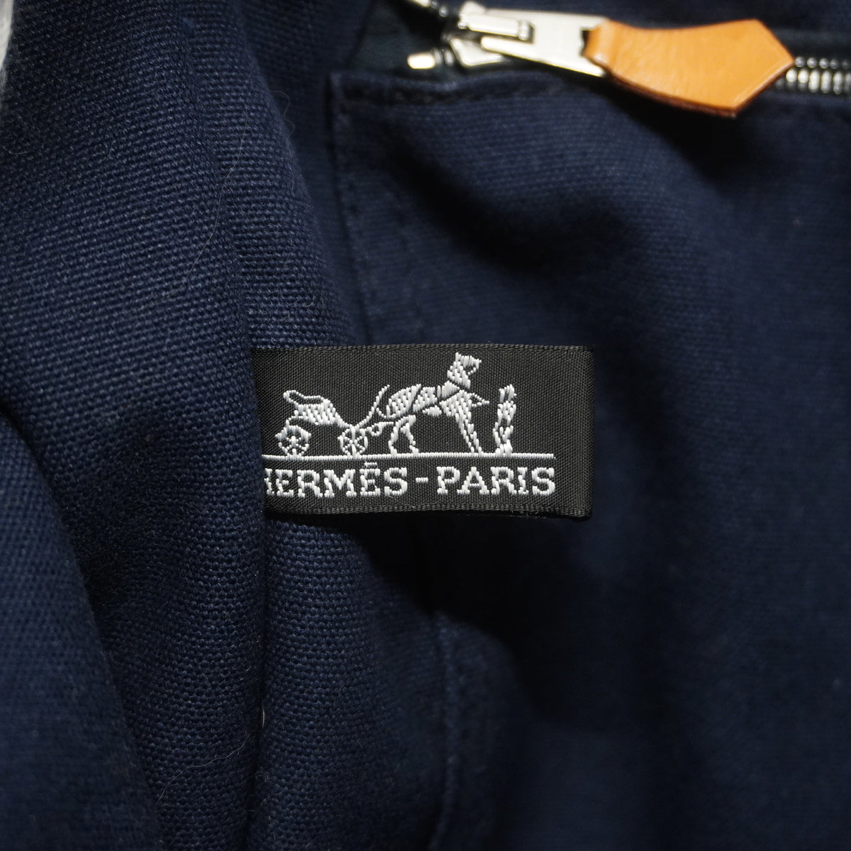 【6ic4762】エルメス トートバッグ フールトゥMM キャンバス ネイビー シルバー金具【中古】メンズ レディース ユニセックス