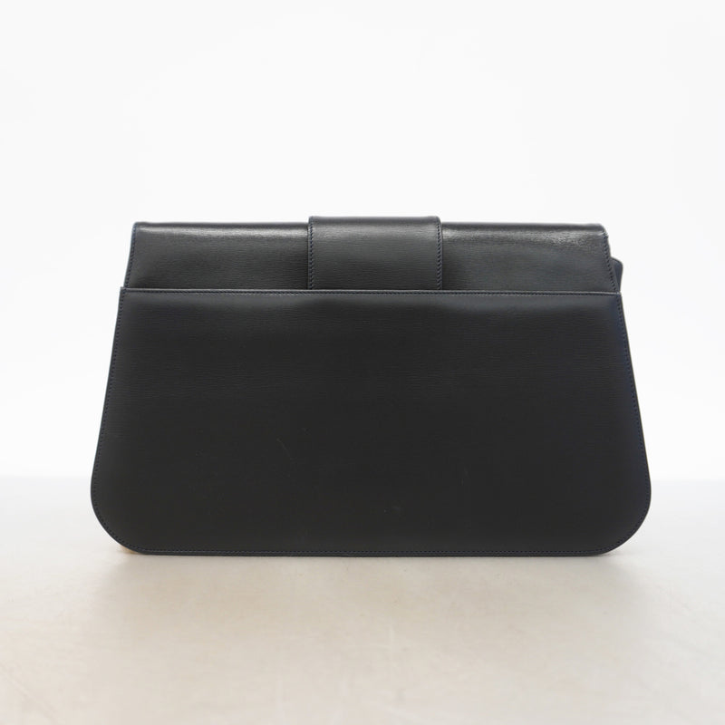 【6ic4764】カルティエ ショルダーバッグ サファイア レザー ネイビー ゴールド金具【中古】レディース