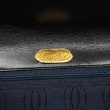【6ic4764】カルティエ ショルダーバッグ サファイア レザー ネイビー ゴールド金具【中古】レディース