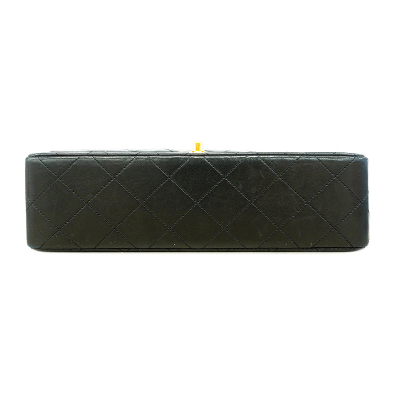 【6ic4790】シャネル ショルダーバッグ マトラッセ Wフラップ Wチェーン ラムスキン ブラック ゴールド金具【中古】レディース