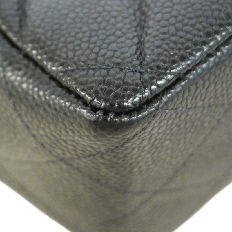 【6ic4791】シャネル ショルダーバッグ デカマトラッセ Wチェーン キャビアスキン ブラック シルバー金具【中古】レディース