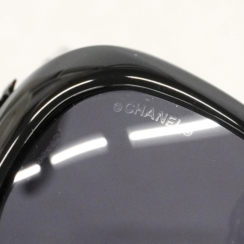 【6id4810】シャネル サングラス カメリア 5113 プラスチック ブラック シルバー金具【中古】レディース