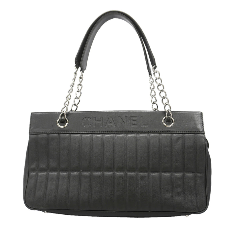【6id4838】シャネル ショルダーバッグ チェーンショルダー ラムスキン ブラック シルバー金具【中古】レディース