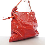 【6id4843】シャネル トートバッグ パテントレザー レッド シルバー金具【中古】レディース