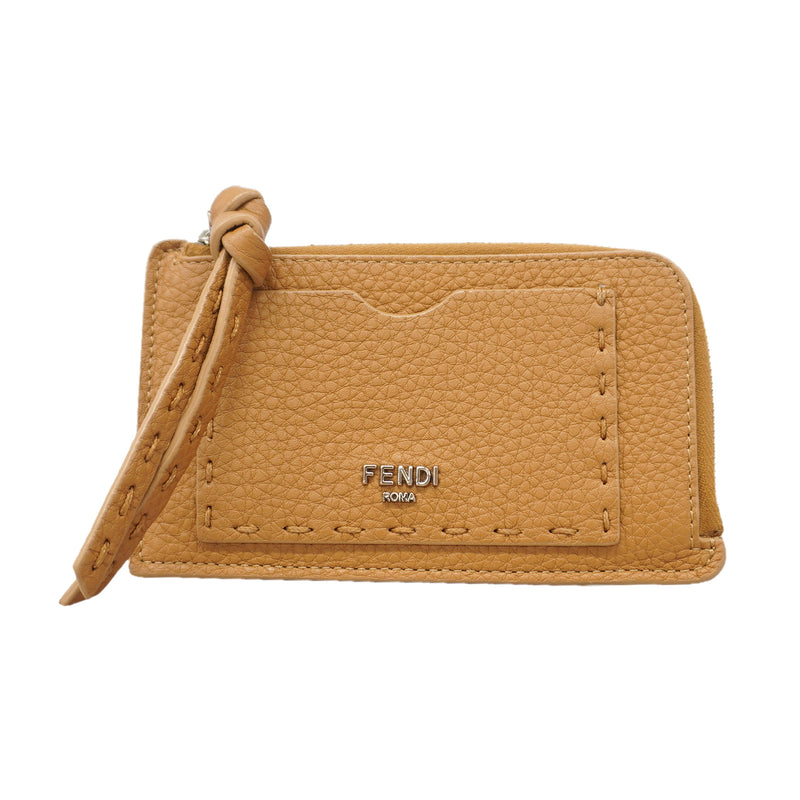 【6id4845】フェンディ コインケース セレリア レザー ベージュ シルバー金具【中古】レディース