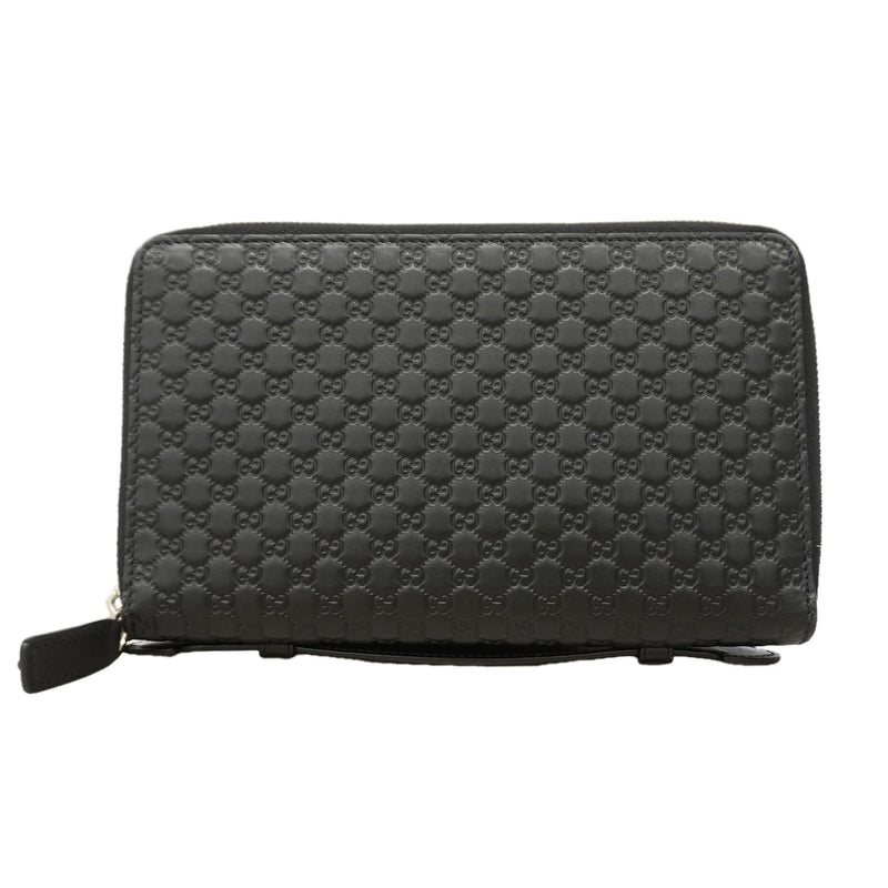 ★在庫処分★最終価格【6id4873】グッチ 長財布 マイクログッチシマ 449246 レザー ブラック シルバー金具【中古】メンズ