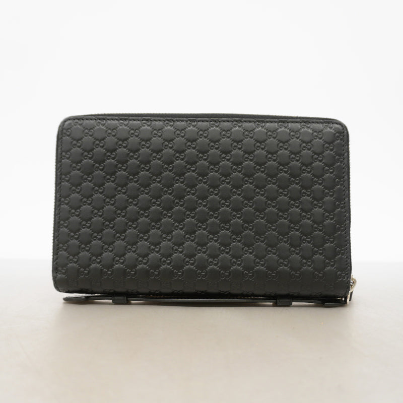 ★在庫処分★最終価格【6id4873】グッチ 長財布 マイクログッチシマ 449246 レザー ブラック シルバー金具【中古】メンズ