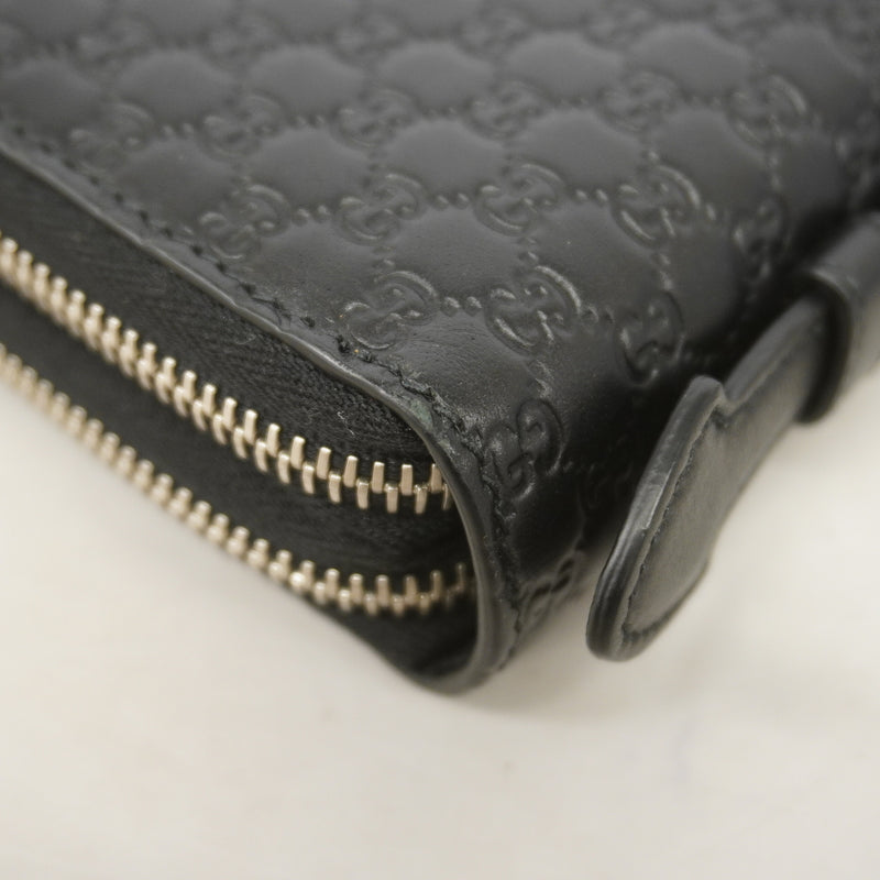 ★在庫処分★最終価格【6id4873】グッチ 長財布 マイクログッチシマ 449246 レザー ブラック シルバー金具【中古】メンズ