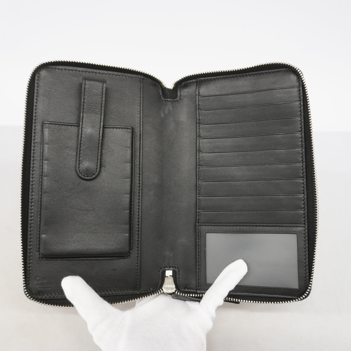 ★在庫処分★最終価格【6id4873】グッチ 長財布 マイクログッチシマ 449246 レザー ブラック シルバー金具【中古】メンズ