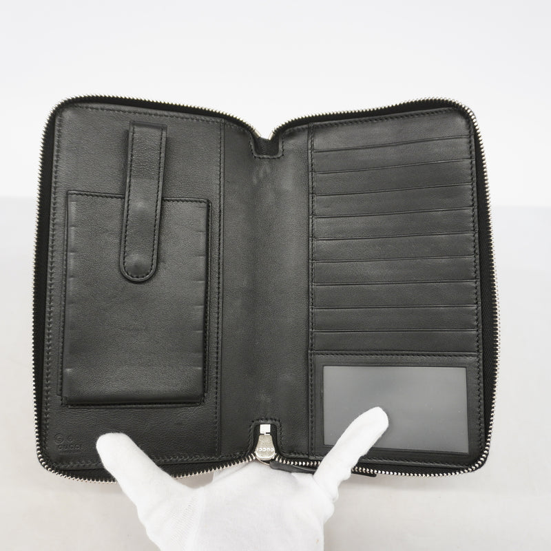 ★在庫処分★最終価格【6id4873】グッチ 長財布 マイクログッチシマ 449246 レザー ブラック シルバー金具【中古】メンズ