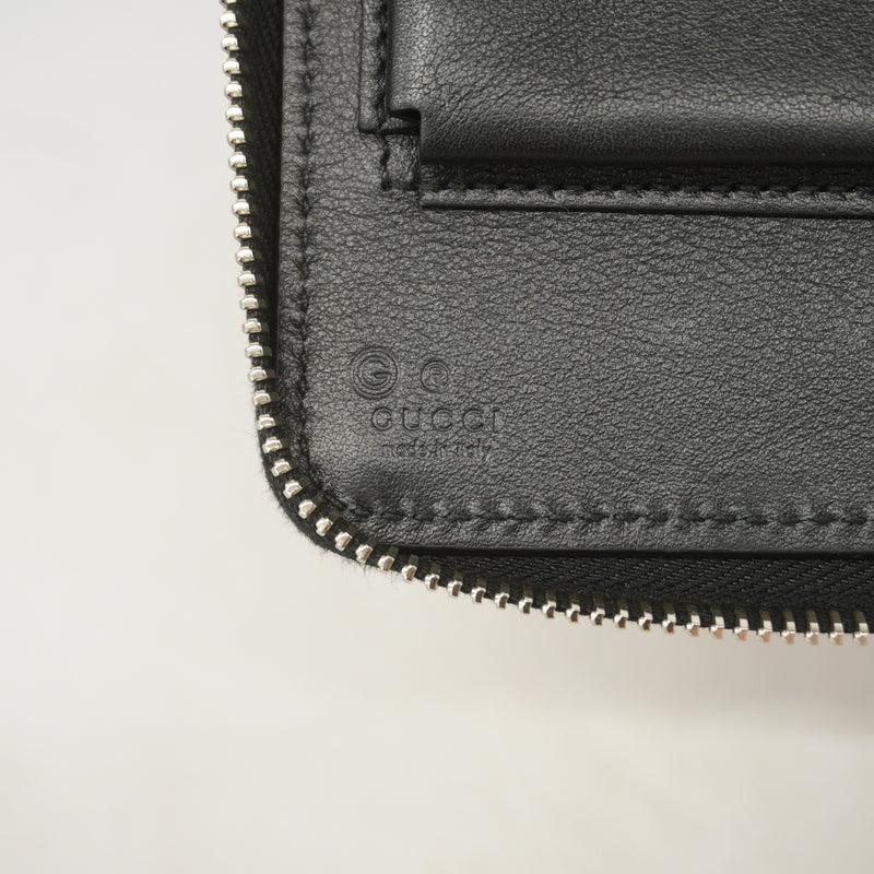 ★在庫処分★最終価格【6id4873】グッチ 長財布 マイクログッチシマ 449246 レザー ブラック シルバー金具【中古】メンズ