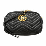 ★在庫処分★最終価格【6id4883】グッチ ショルダーバッグ GGマーモント 447632 レザー ブラック ゴールド金具【中古】レディース